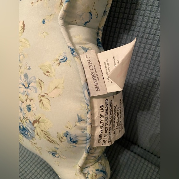 Shabby Chic Bunny Rabbit Shaped Down Alternative Pillow Blue Tea Roses Floral - Picture 2 of 11